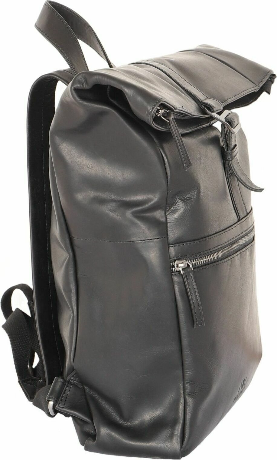 NK1917 Fold-top leather backpack Black