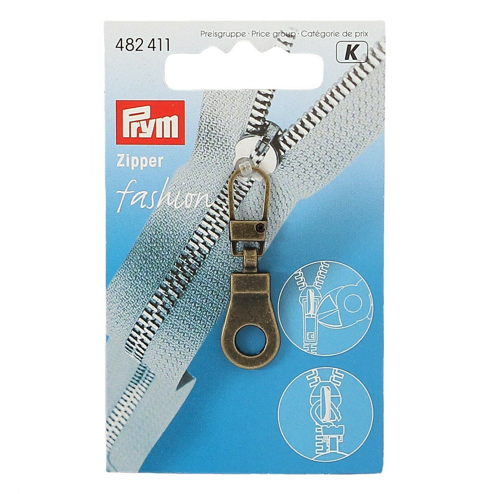 Prym zipper fashion, Round Patina