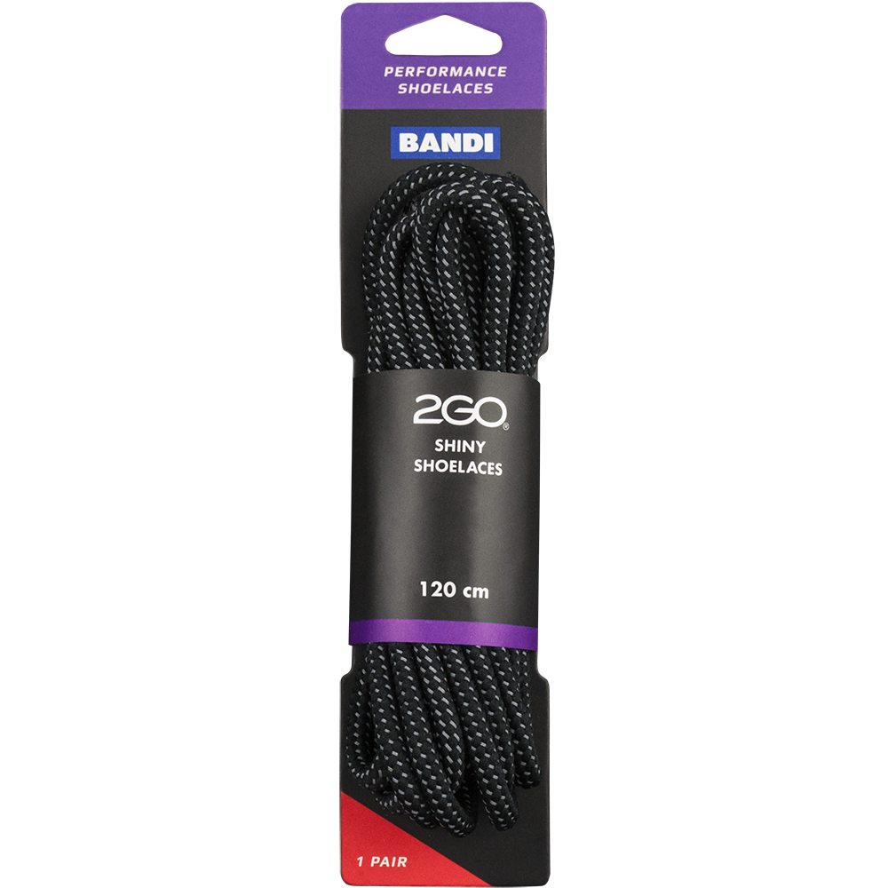 2GO heijastavat kengännauhat 120cm Svart