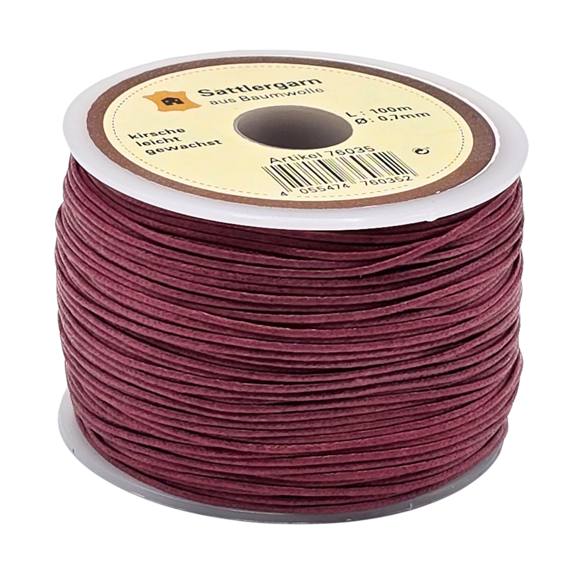 Lederhaus Waxed Cotton thread 0,70mm/100m Cherry
