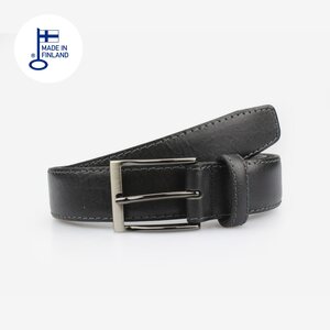 Finna musta tikattu nahkavyö 35mm gunmetal -soljella