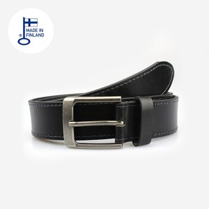 Finna musta nahkainen farkkuvyö tikkauksilla 40mm